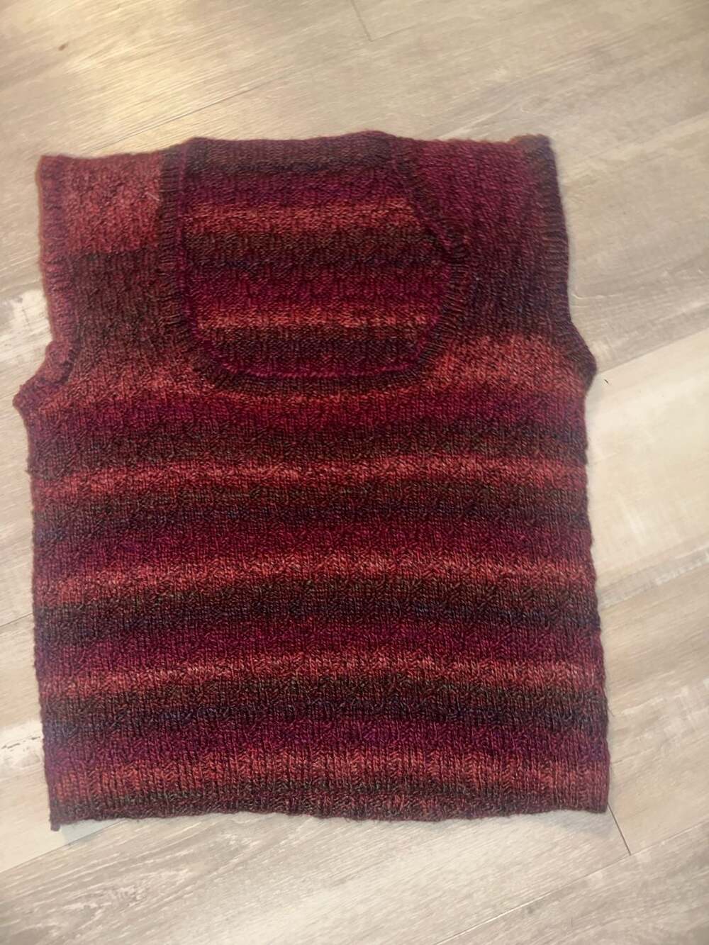 Handmade Knitted Sweater Vest Size S Red Maroon Gradient